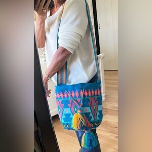 Vibrant Blue Geometric Crossbody Bag